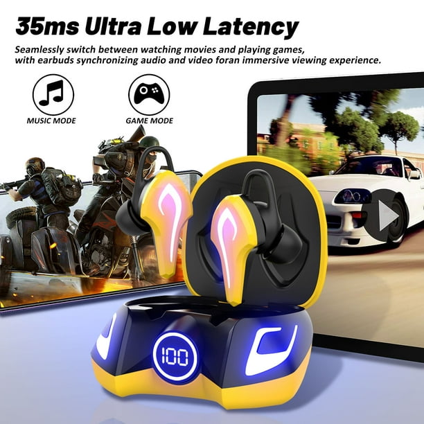 Wireless Earbuds Bluetooth -40H Playtime-Yellow