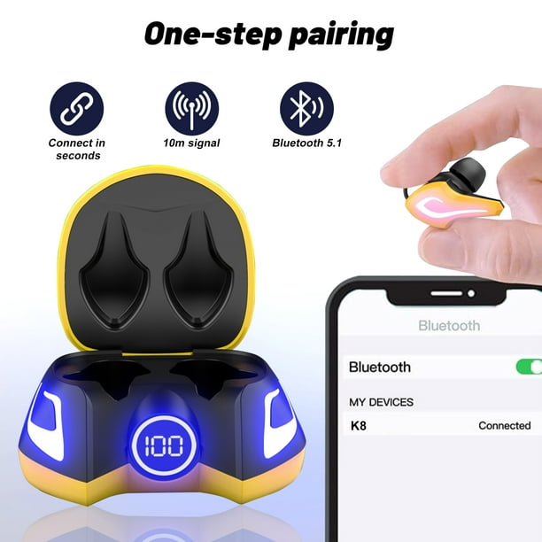 Wireless Earbuds Bluetooth -40H Playtime-Yellow