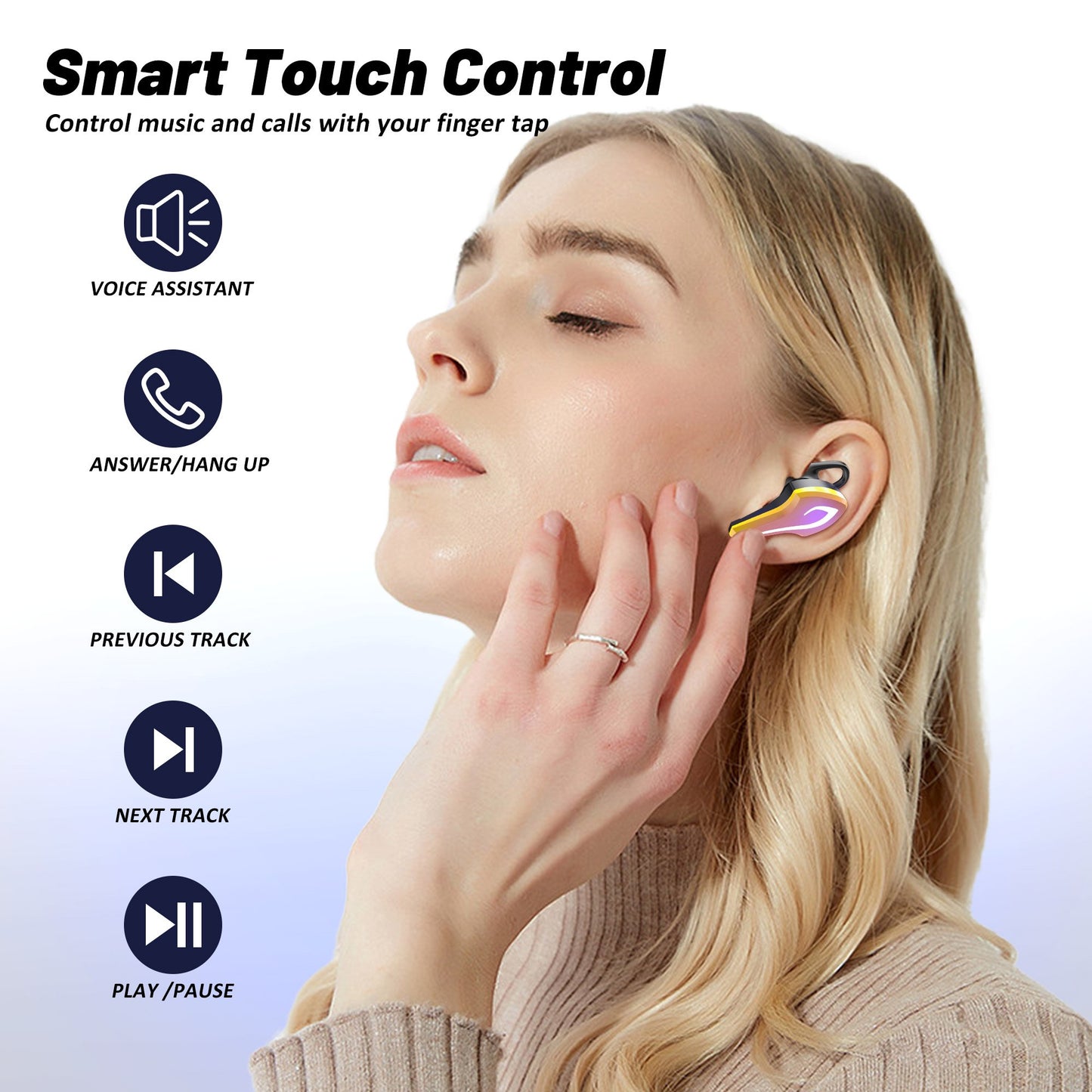 Wireless Earbuds Bluetooth -40H Playtime-Yellow