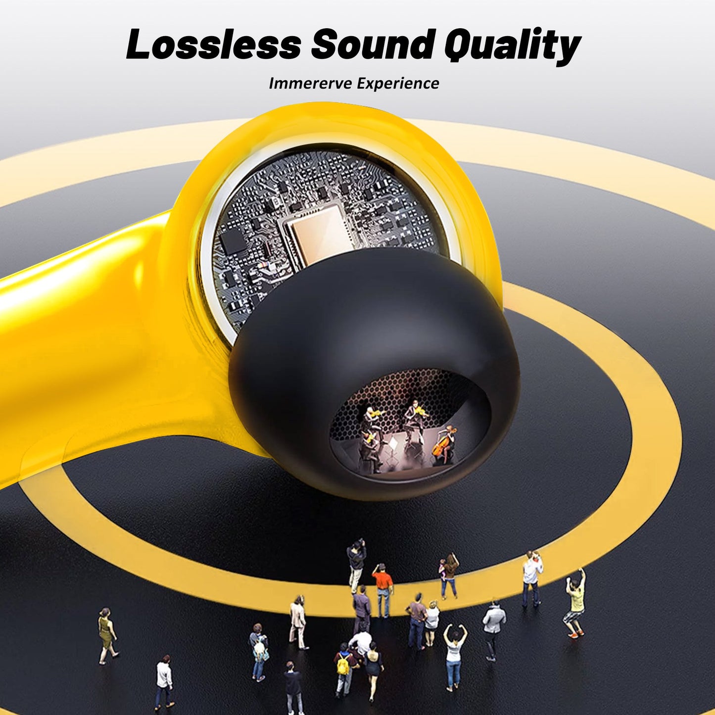 Wireless Earbuds Bluetooth -40H Playtime-Yellow