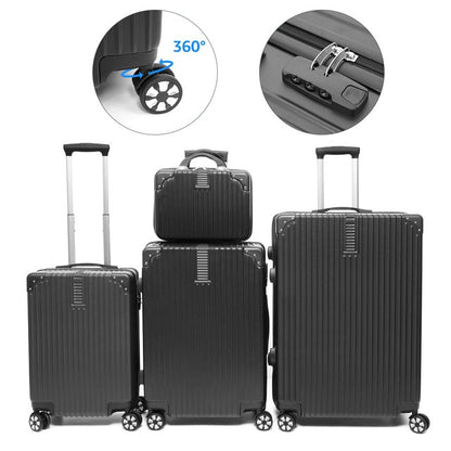 Suitcase4 Piece Set, Luggage Spinner Hardshell Lightweight ,TSA Lock,Black