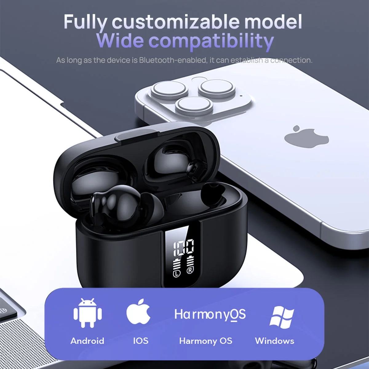 J8 Wireless Touch WaterProof Bluetooth Earbuds - White