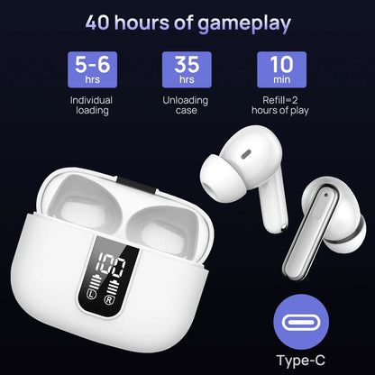 J8 Wireless Touch WaterProof Bluetooth Earbuds - White