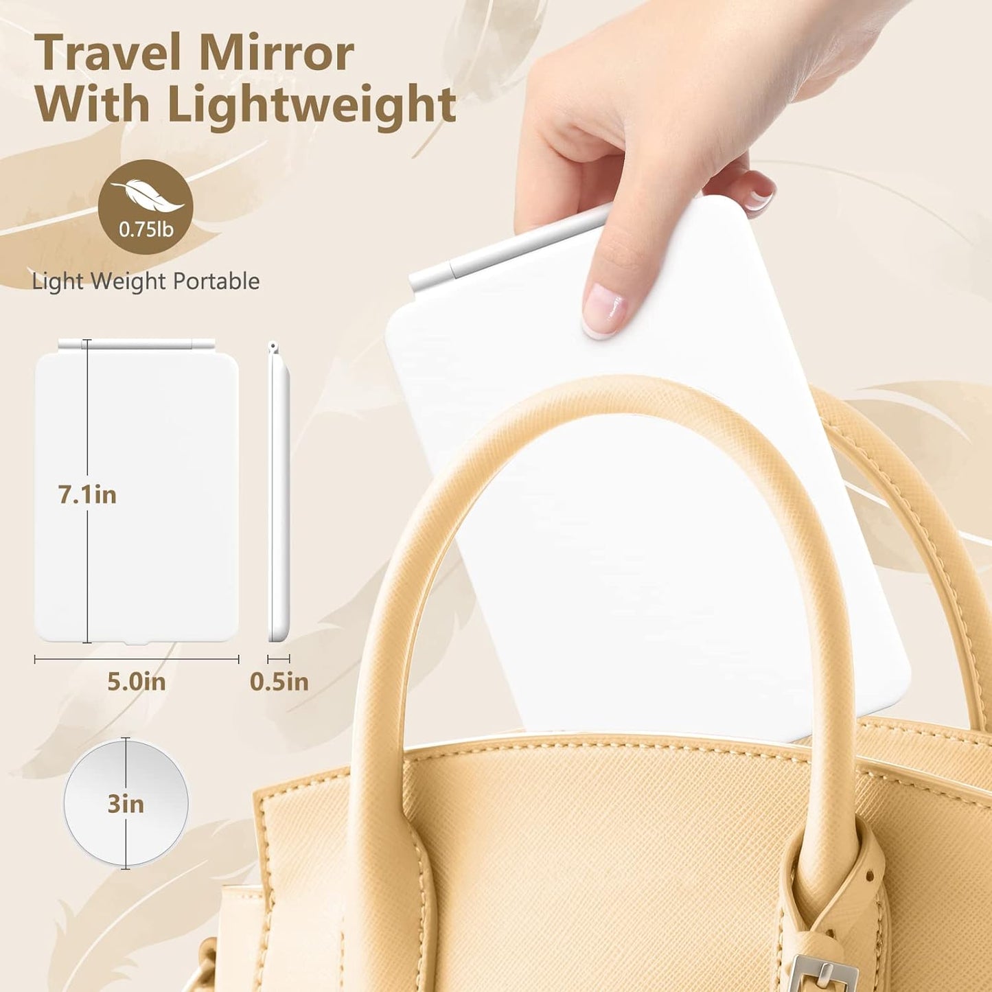 Rechargeable Travel Makeup Mirror