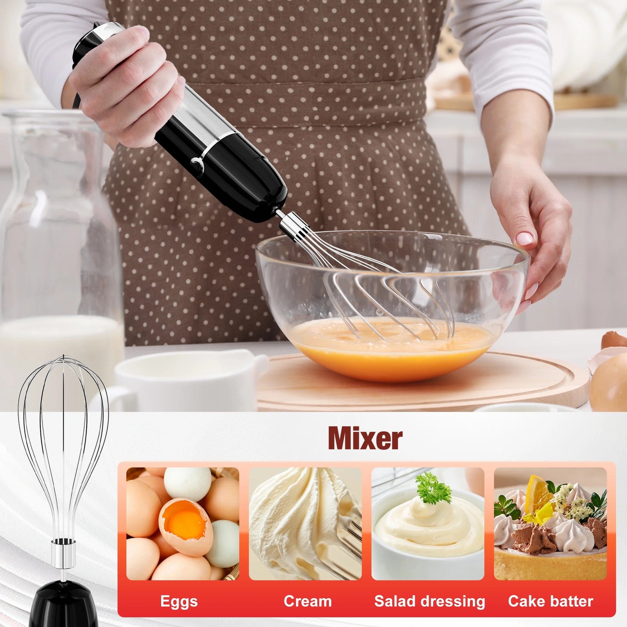 Fatabeta Immersion Blender, 1100W Immersion Blender Handheld with 21 Speeds & Turbo Boost – 3-in-1 Hand Blender for Purees, Baby Food, Milkshakes, Soups & Smoothies