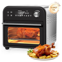 Fatabeta Smart Oven Air Fryer - 14qt, 8-in-1 Countertop Convection Oven, Stainless Steel, Oil-Free, 45 Recipes & Accessories