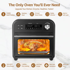 Fatabeta Smart Oven Air Fryer - 14qt, 8-in-1 Countertop Convection Oven, Stainless Steel, Oil-Free, 45 Recipes & Accessories