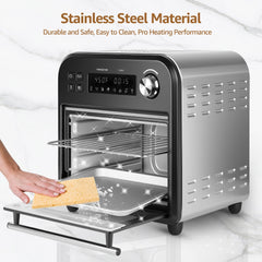 Fatabeta Smart Oven Air Fryer - 14qt, 8-in-1 Countertop Convection Oven, Stainless Steel, Oil-Free, 45 Recipes & Accessories