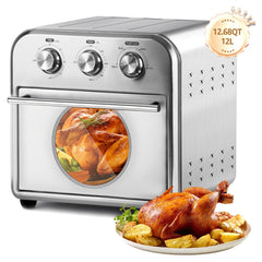 Fatabeta 14QT Air Fryers Ovens, 4-In-1 Toaster Convection Oven, Countertop Oven Toaster With Warm, Broil, Bake, Brushed Stainless Steel Finish