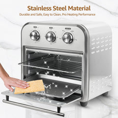 Fatabeta 14QT Air Fryers Ovens, 4-In-1 Toaster Convection Oven, Countertop Oven Toaster With Warm, Broil, Bake, Brushed Stainless Steel Finish