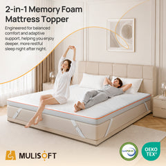 MULISOFT Mattress Topper  H3/H4, Extra Thick 7.5 cm Gel Memory Foam, Washable & Breathable, Suitable for Box Spring Beds, Sofa Beds & Caravans, OEKO-TEX® STANDARD 100