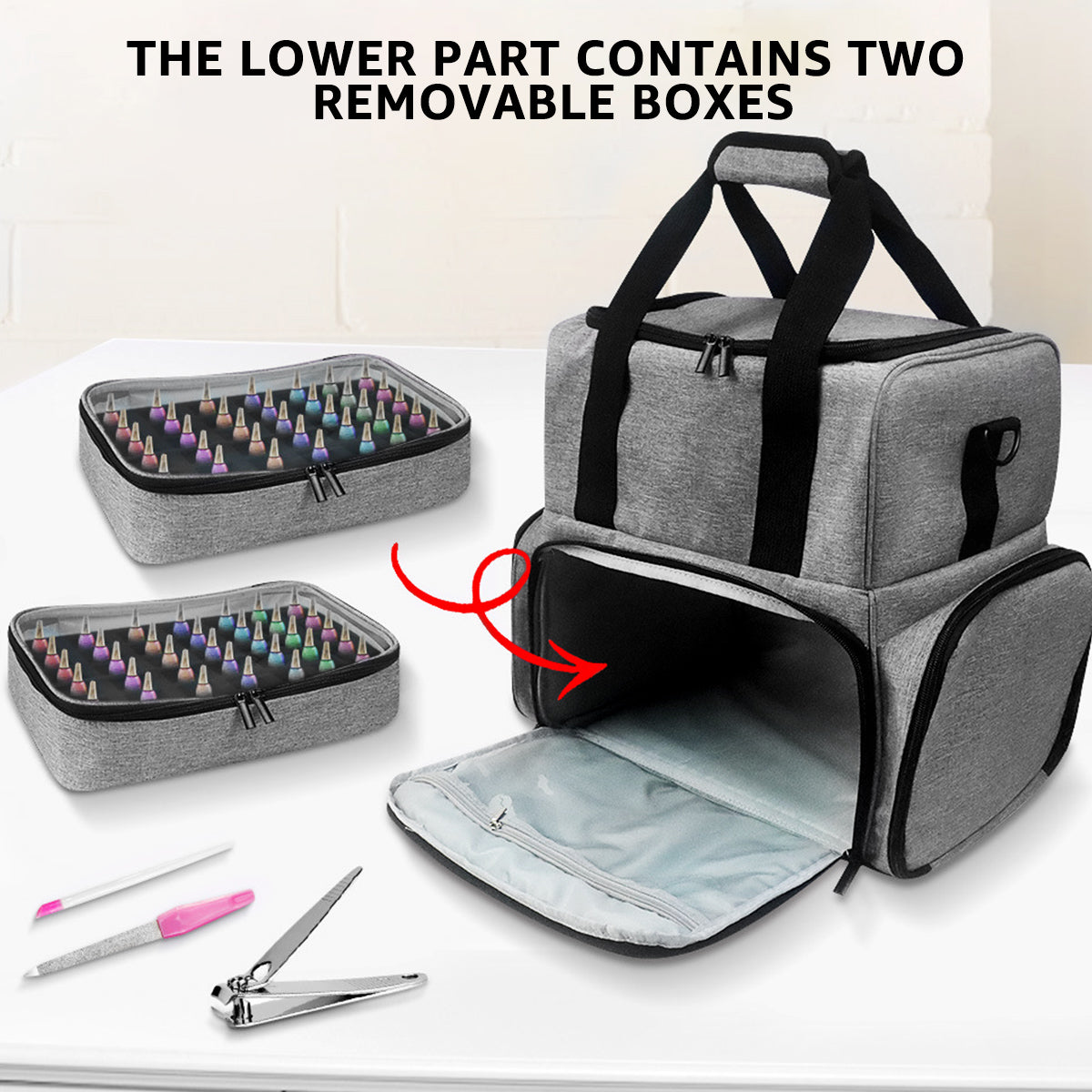 Gray Nail Polish Organizer (Backpack Version)
