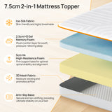MULISOFT Mattress Topper  H3/H4, Extra Thick 7.5 cm Gel Memory Foam, Washable & Breathable, Suitable for Box Spring Beds, Sofa Beds & Caravans, OEKO-TEX® STANDARD 100