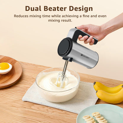 MULISOFT Hand Mixer, 5-Speed Hand Mixers for Kitchen, 300W Electric Handheld Mixer with 4 Stainless Steel Attachments, Easily Mixes Dough, Cream, Cakes