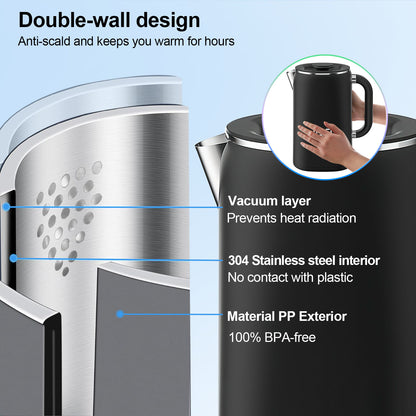 MULISOFT 1500W Fast Boiling Electric Kettle,Teapot With Keep Warm Function, 1.7Liter Hot Water Boiler Heater Pot automatic shut off,Digital Display Temperature Control