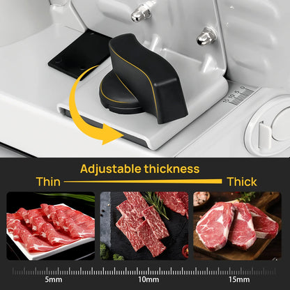 MULISOFT Meat Slicer, Meat Slicer Machine for Home Use, with 2 Removable Stainless Steel Blades, Adjustable Thickness Deli Slicer, Electric Slicer for Meat, Cheese, Bread, New