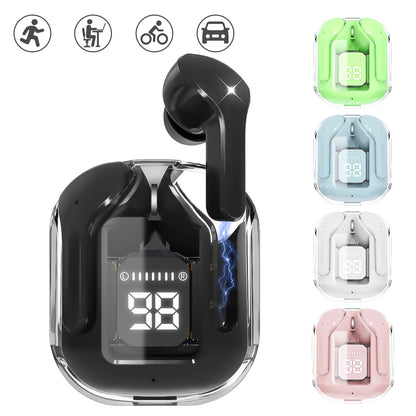 CMYBabee Wireless Earbuds, Bluetooth Headphones with Noise Cancelling and LED Power Display - IPX7 Waterproof, Built-in Mic, Compatible with Iphone & Android, Charging Case, Black