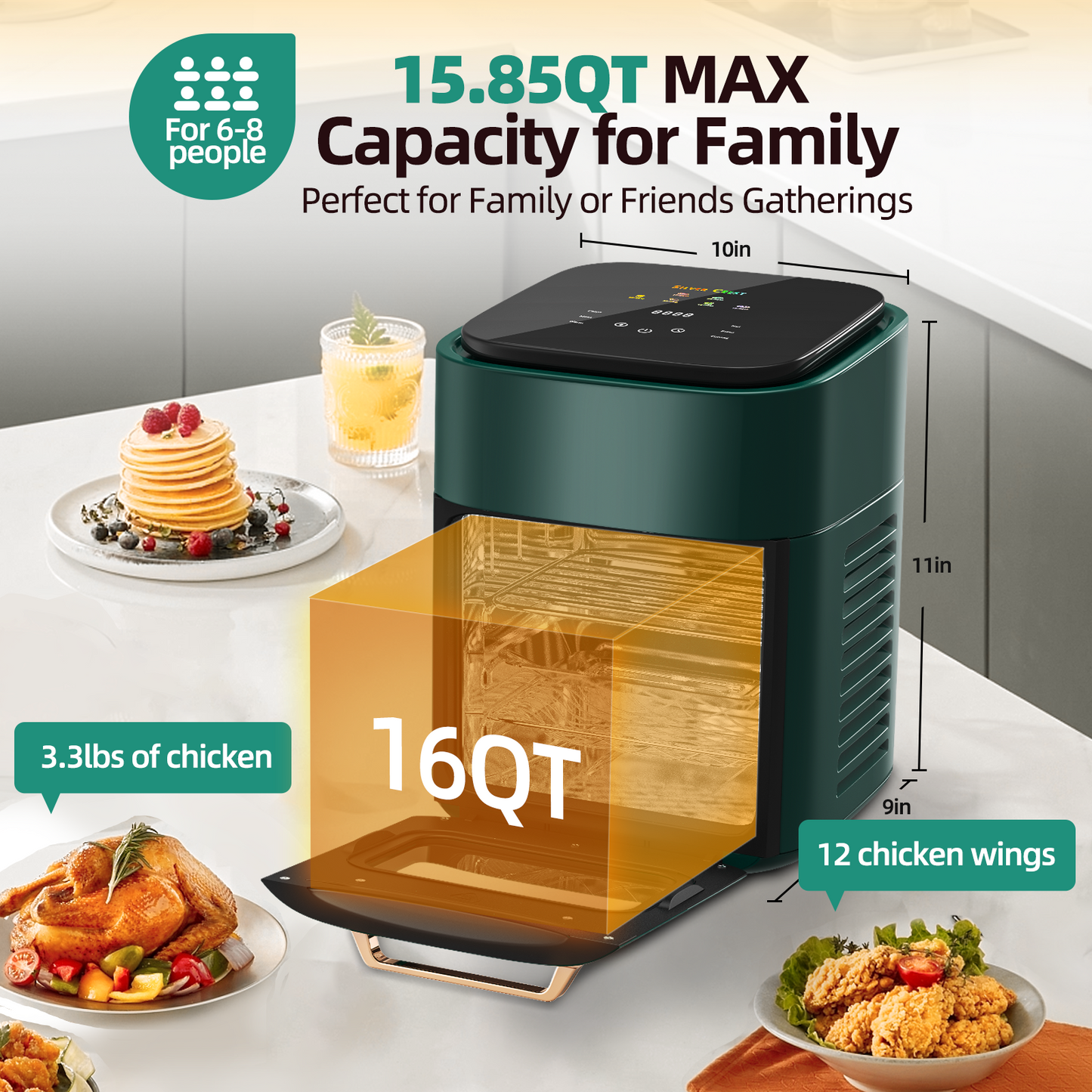 Multifunctional Digital Air Fryer-Green