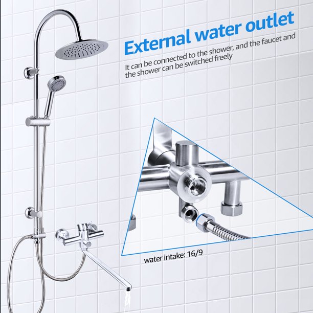 New Wall Mount Bathroom Faucets Matte Silver Single Lever Handle Mixer Tap