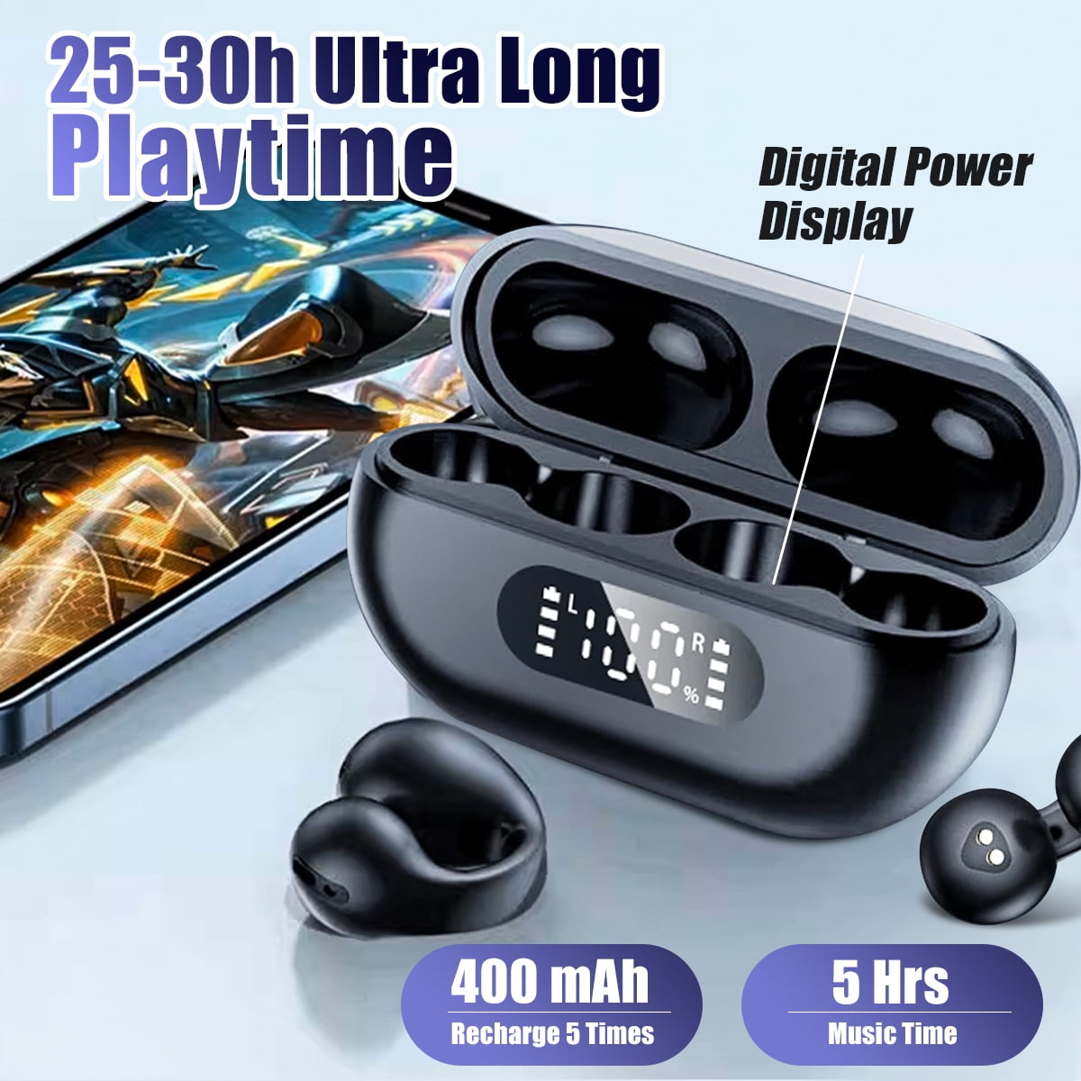 Wireless Earbuds Bluetooth -5.2 Open -Black