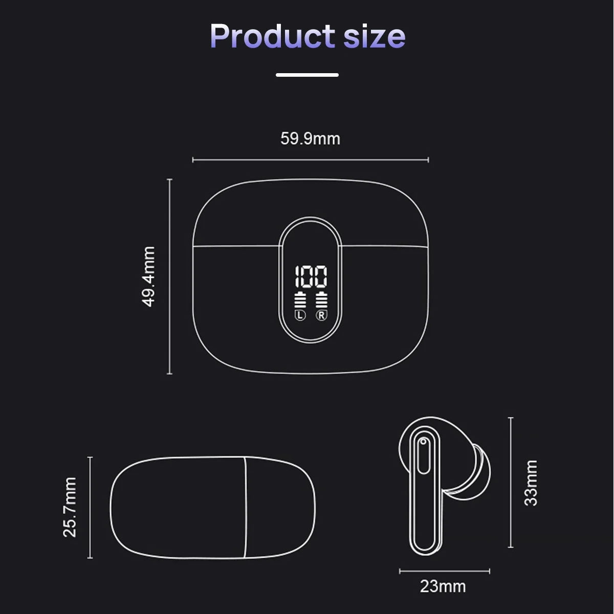 J8 Wireless Touch WaterProof Bluetooth Earbuds - Black