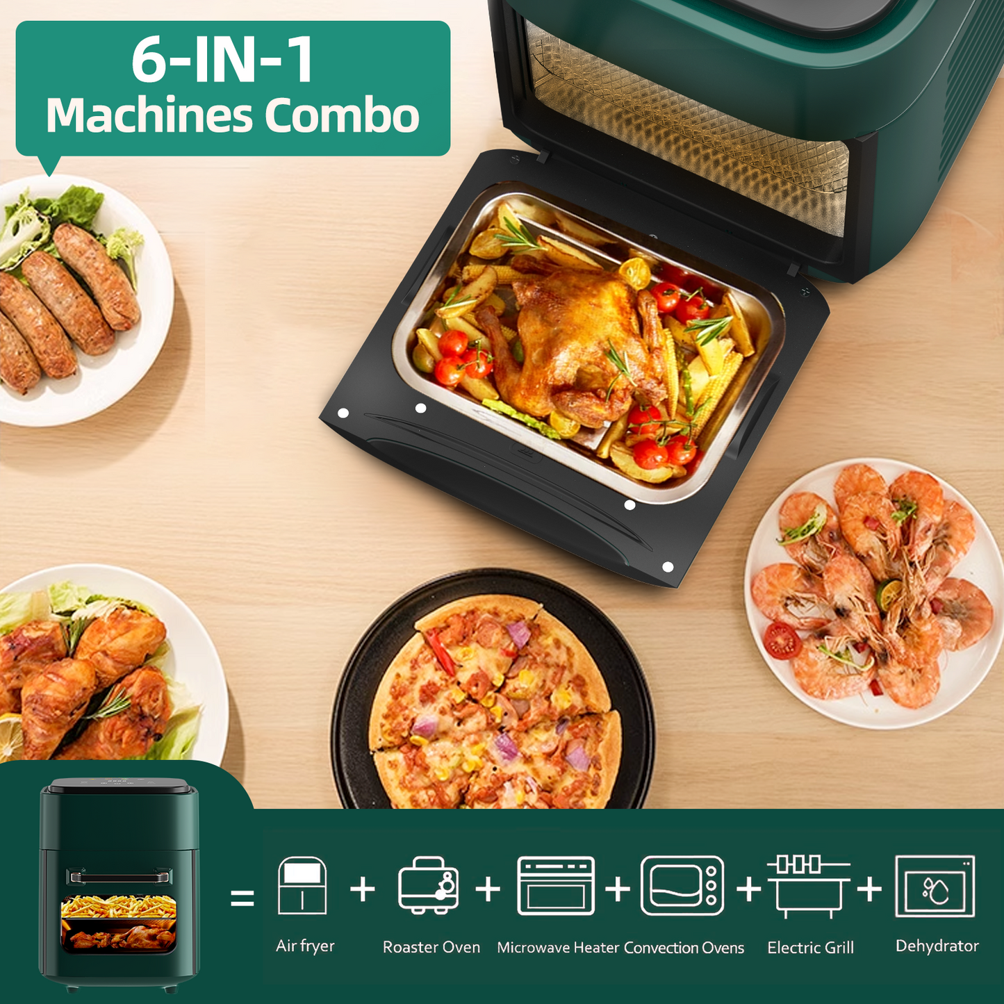 Multifunctional Digital Air Fryer-Green