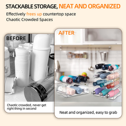 Stackable Water Bottle Organizer for Cabinet 4 Tier