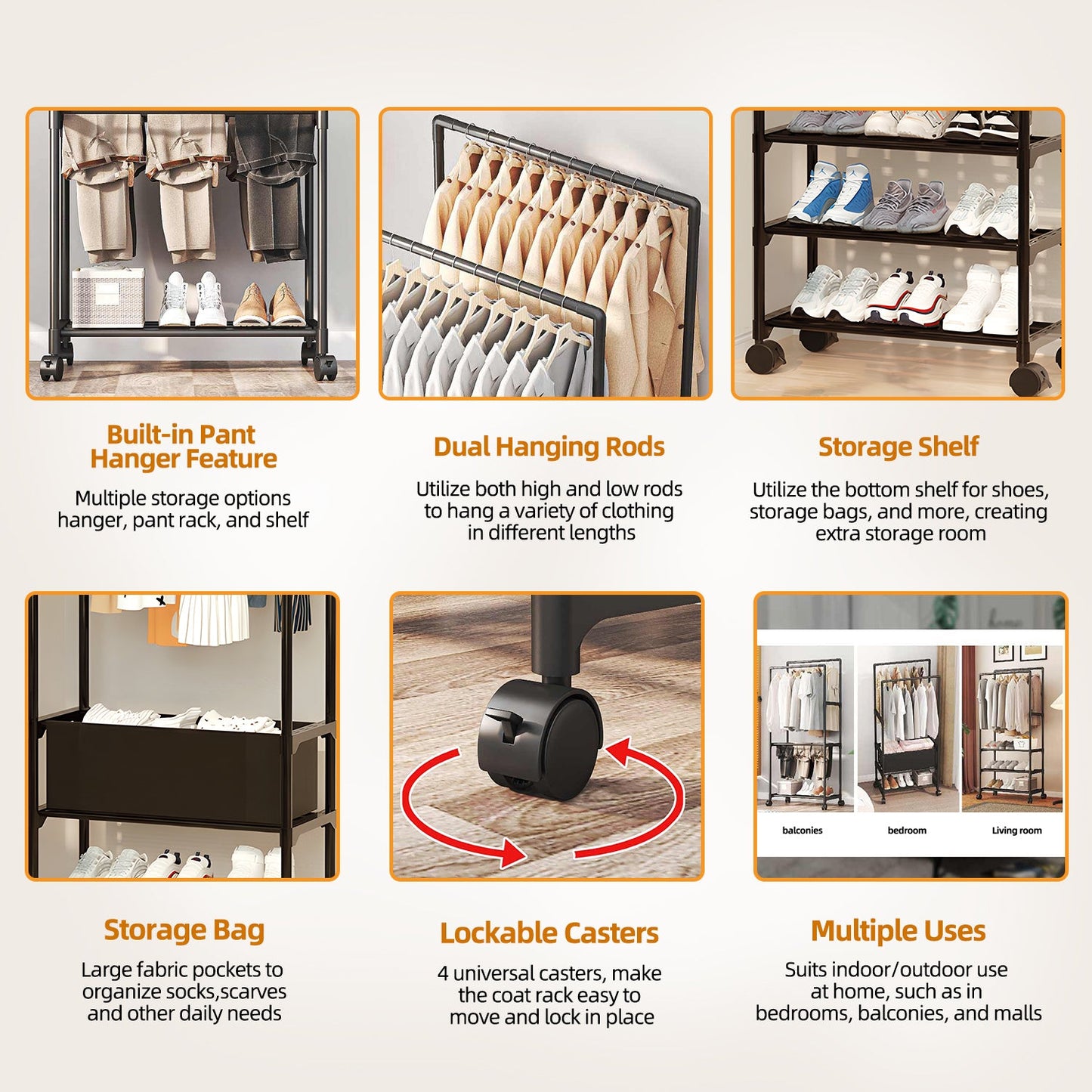 Clothing Racks for Hanging with Storage Bag
