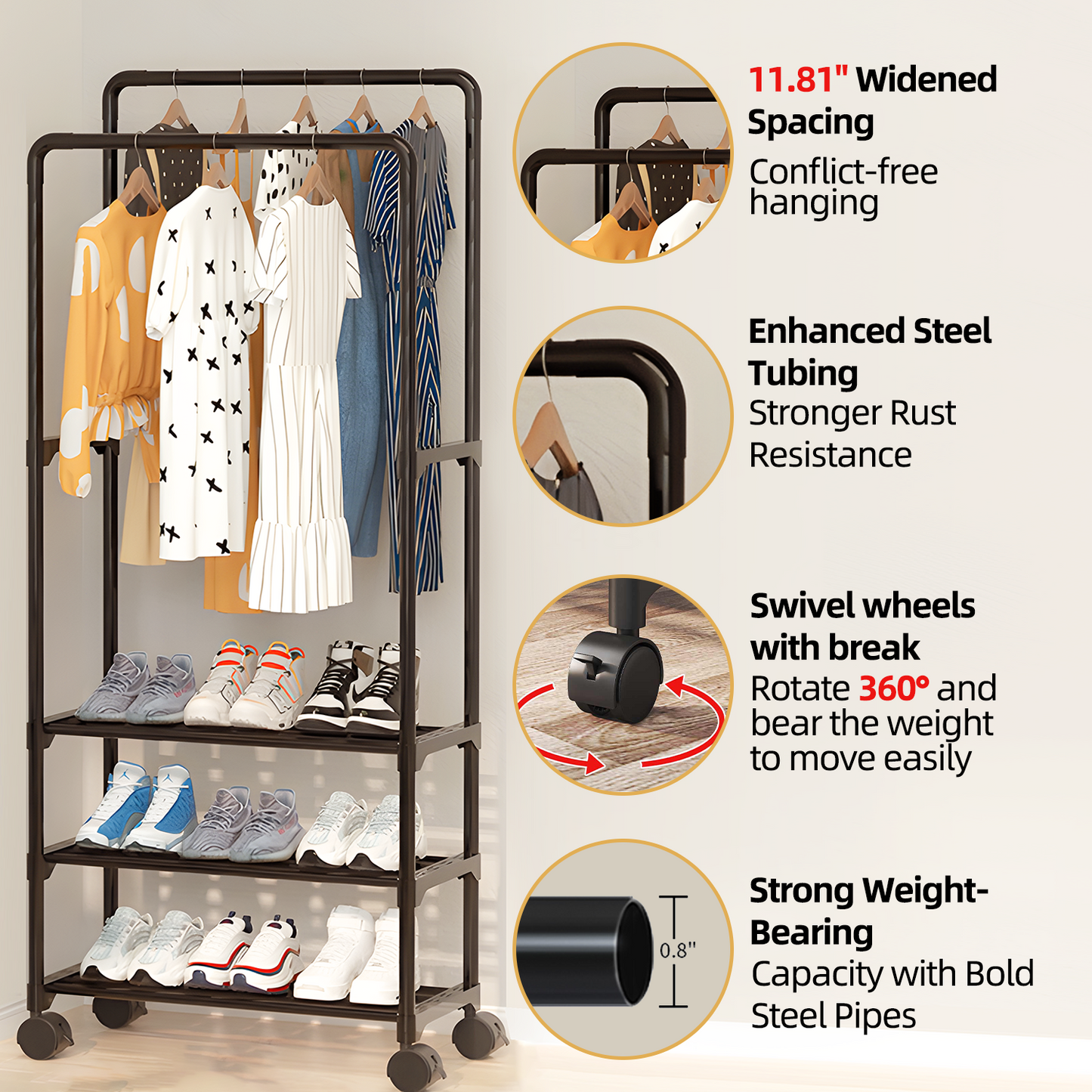 Clothing Racks for Hanging with Storage Bag
