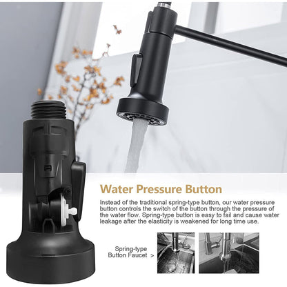 Kitchen Faucet with Pull Down Sprayer Commercial Style Kitchen Sink Faucet Spring Single Handle Matte Black