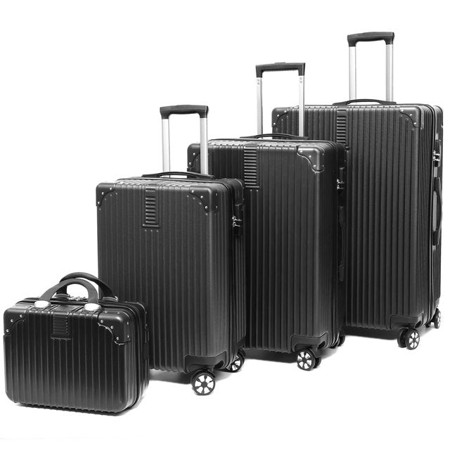 Suitcase4 Piece Set, Luggage Spinner Hardshell Lightweight ,TSA Lock,Black