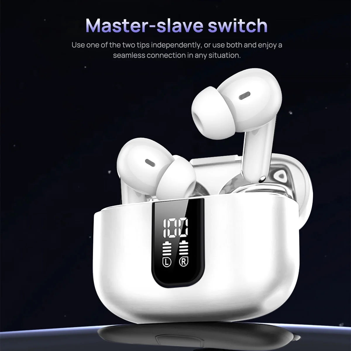J8 Wireless Touch WaterProof Bluetooth Earbuds - White
