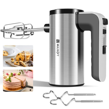 MULISOFT Hand Mixer, 5-Speed Hand Mixers for Kitchen, 300W Electric Handheld Mixer with 4 Stainless Steel Attachments, Easily Mixes Dough, Cream, Cakes
