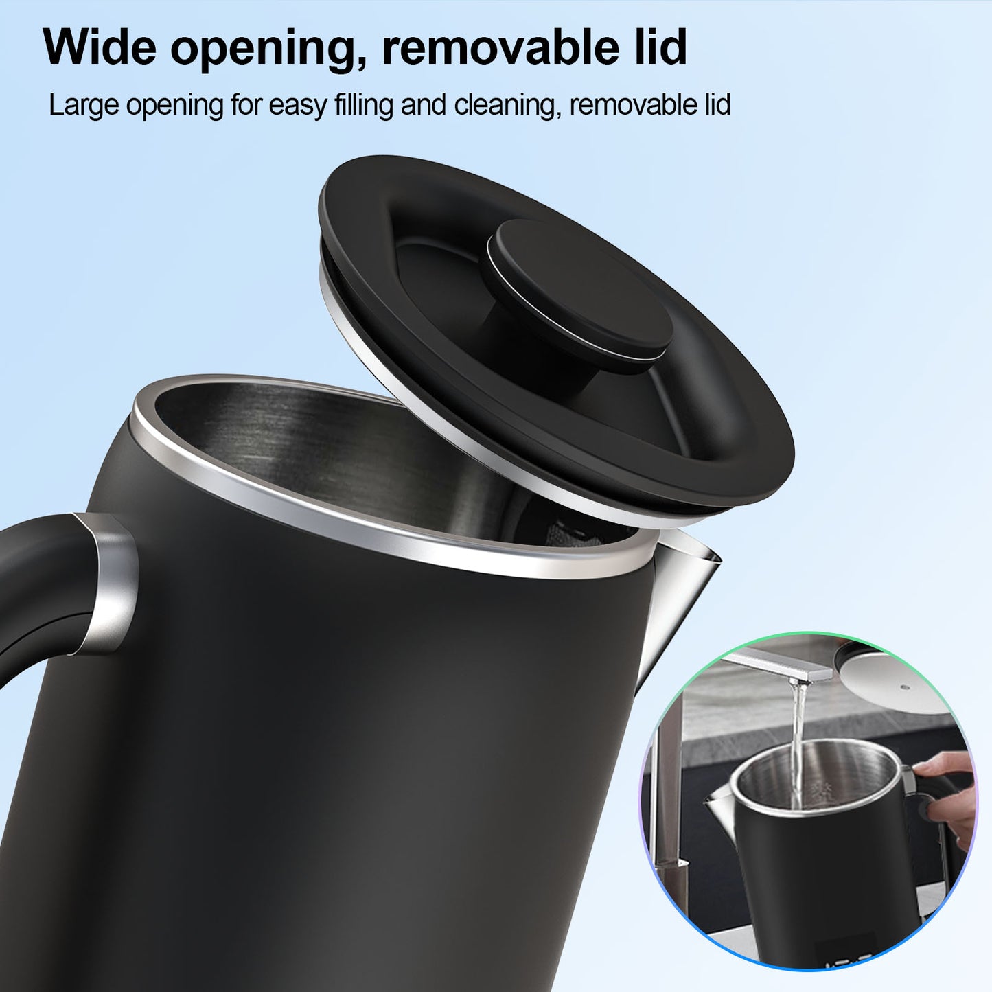 MULISOFT 1500W Fast Boiling Electric Kettle,Teapot With Keep Warm Function, 1.7Liter Hot Water Boiler Heater Pot automatic shut off,Digital Display Temperature Control