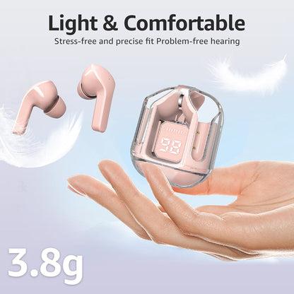 CMYBabee Wireless Earbuds, Bluetooth Headphones with Noise Cancelling and LED Power Display - IPX7 Waterproof, Built-in Mic, Compatible with Iphone & Android, Charging Case, Pink