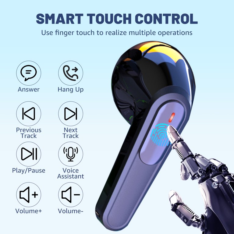 Wireless Earbuds Bluetooth 5.3 Headphones with LED Display(black)