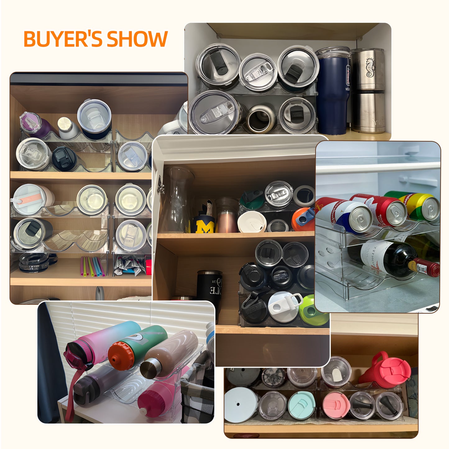 Stackable Water Bottle Organizer for Cabinet 4 Tier