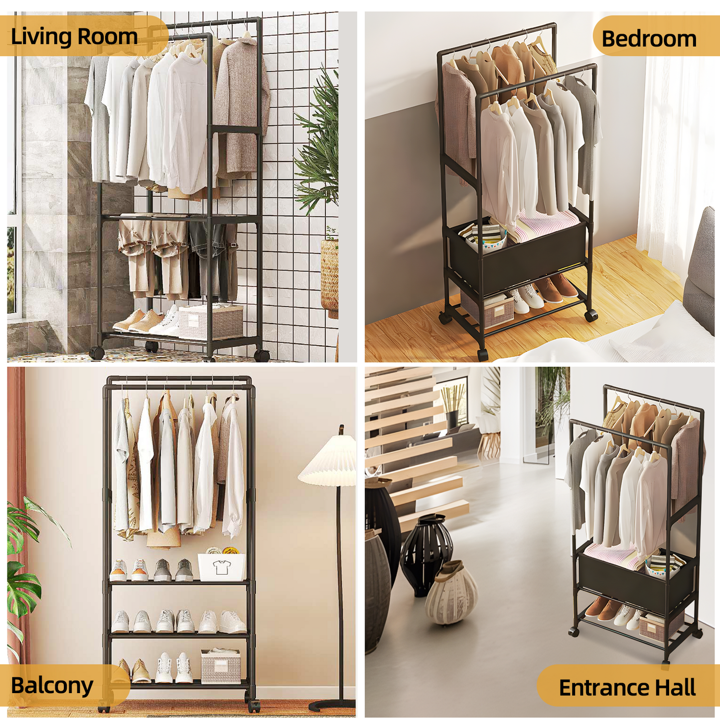 Clothing Racks for Hanging with Storage Bag