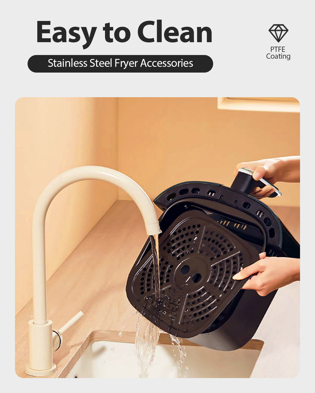 Air Fryer Oven 5.3QT, 410°F Digital One Touch Screen Airfryer, Oil-less Air Cooker that Crisps, Roasts, Reheats, Easy Meals, Nonstick and Dishwasher Safe Basket, Stainless Steel, Black