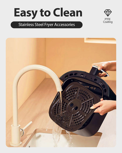 Air Fryer Oven 5.3QT, 410°F Digital One Touch Screen Airfryer, Oil-less Air Cooker that Crisps, Roasts, Reheats, Easy Meals, Nonstick and Dishwasher Safe Basket, Stainless Steel, Black