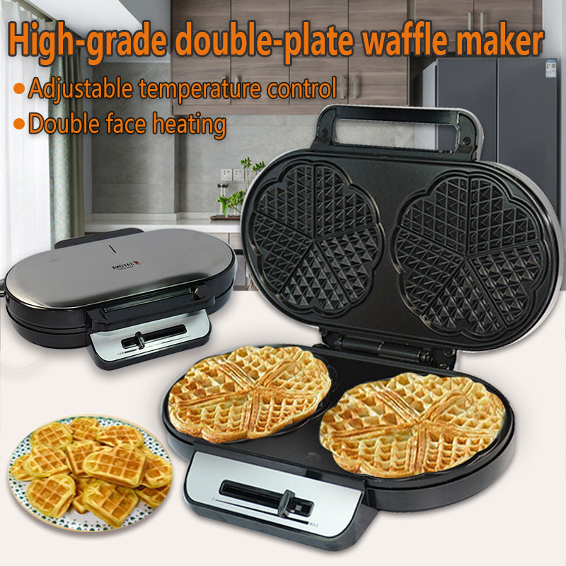 Double Waffle Maker Machine with Non-stick Grids