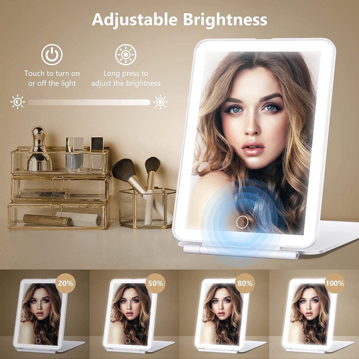 Rechargeable Travel Makeup Mirror